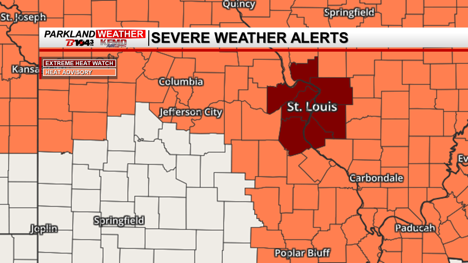 Heat Advisories Issued for the Parkland as Dangerous Heat Wave Begins Saturday