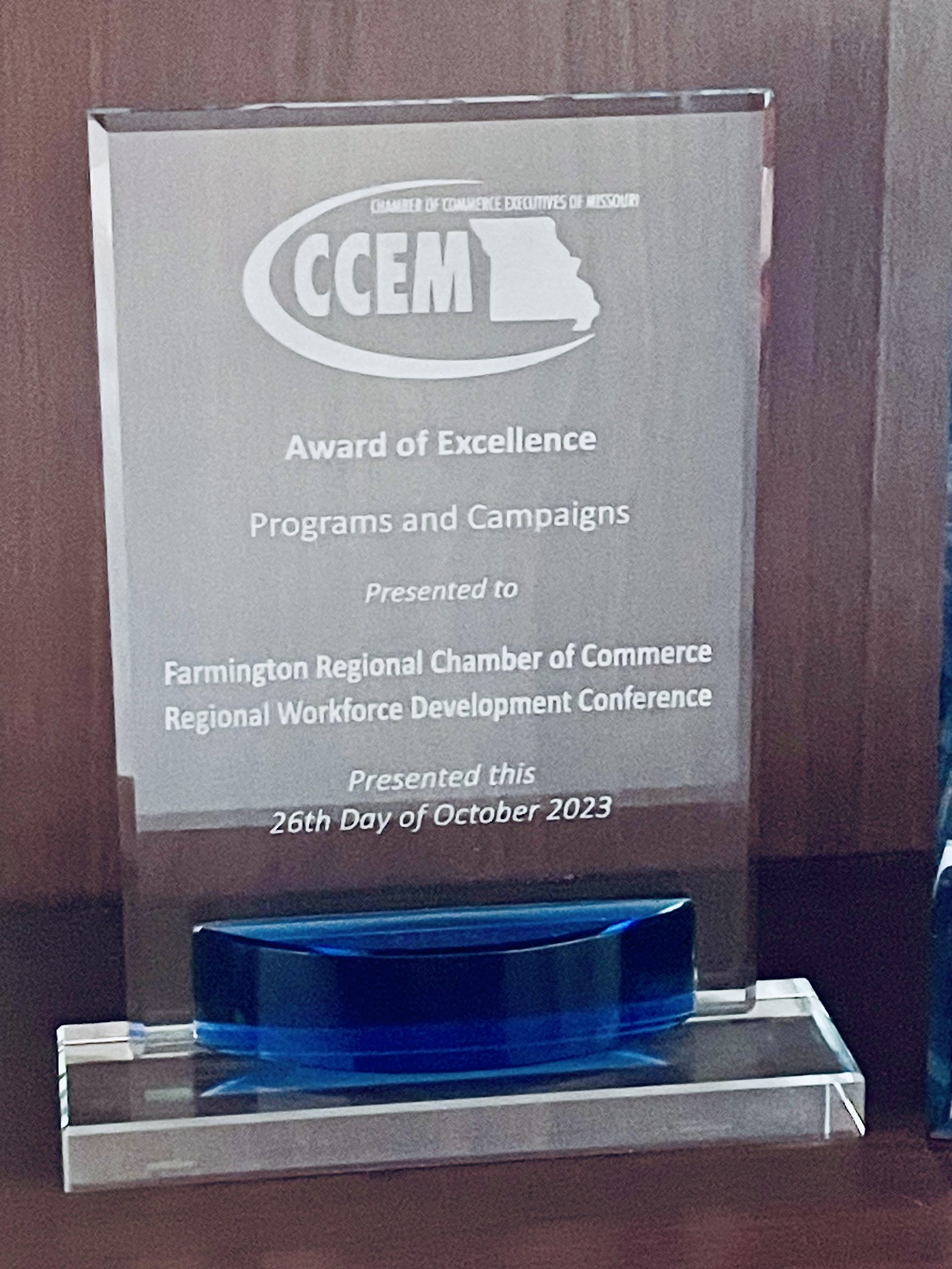 Farmington Chamber Receives Award of Excellence