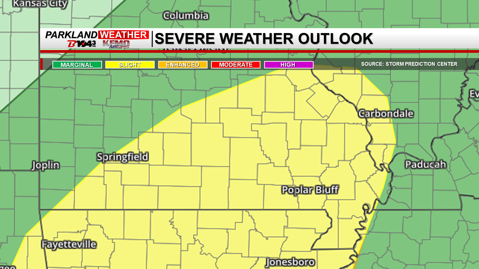 Parkland Under Slight Risk for Severe Weather Saturday