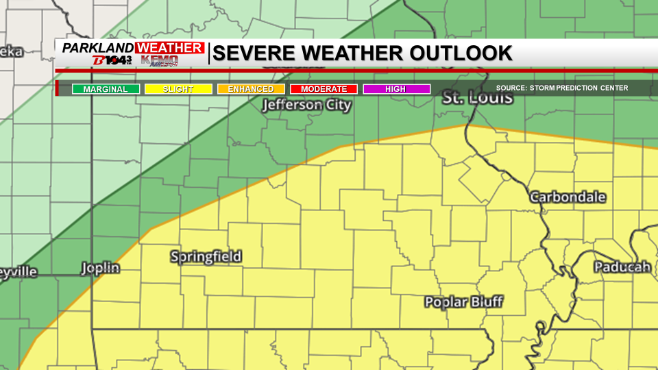 Slight Risk for Severe Weather Saturday in the Parkland